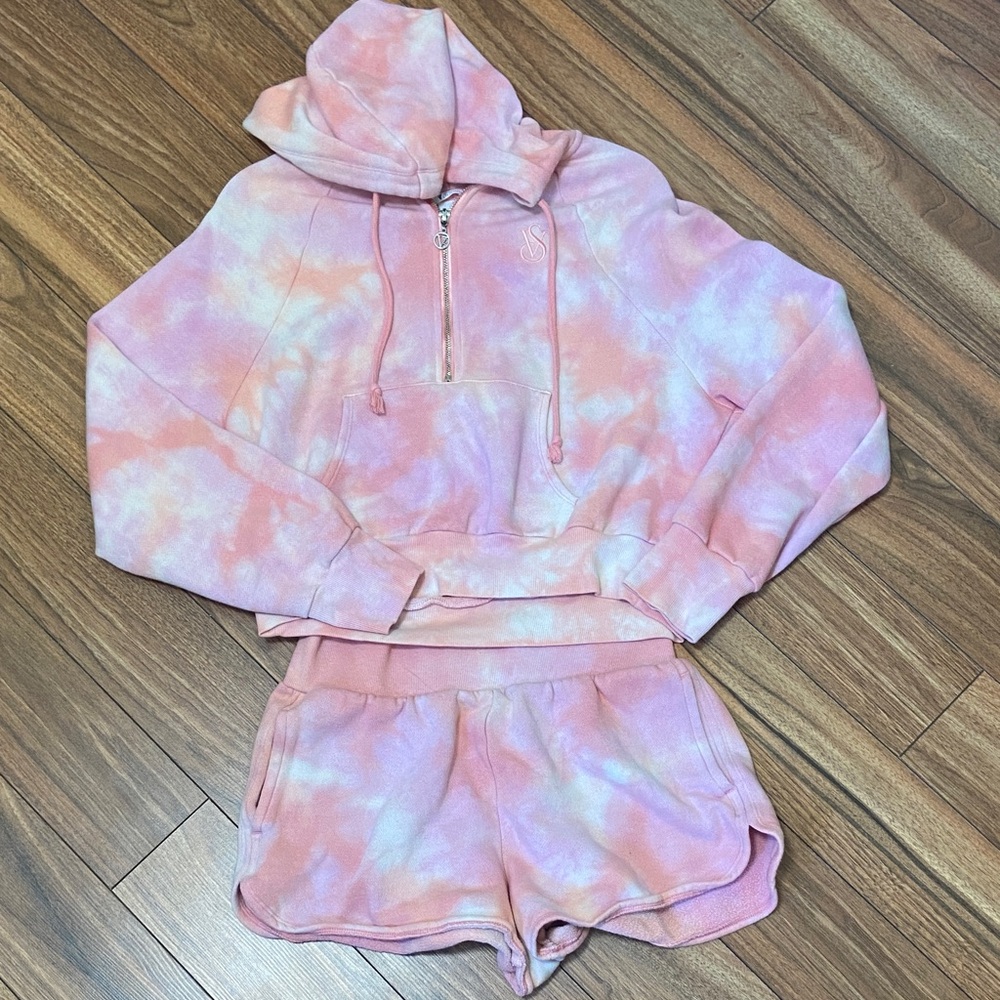 Victoria's Secret Pink & White Tie-Dye Athletic Shorts Set
